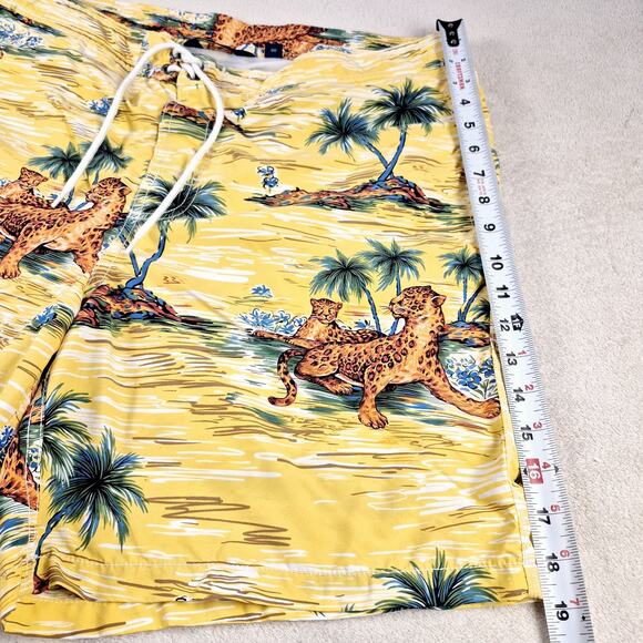 Polo Ralph Lauren Swim Trunks Cheetah In Paradise Mesh Lined Size L Yellow Vtg - Picture 3 of 10